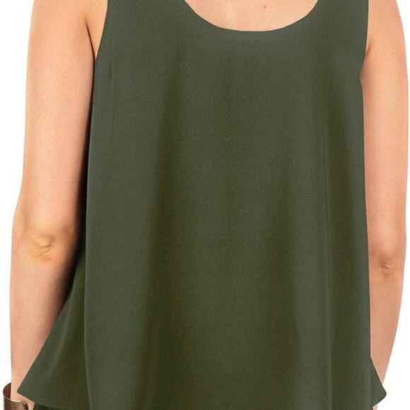 Women's Chiffon Layered Tank Top Summer Sleeveless Blouses Shirts - Picture 3 of 5
